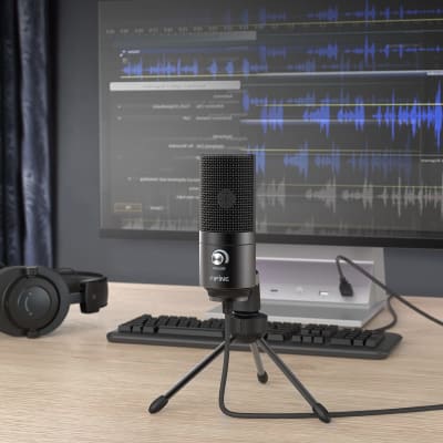 FIFINE k669 USB Podcast Condenser Microphone Recording on Laptop