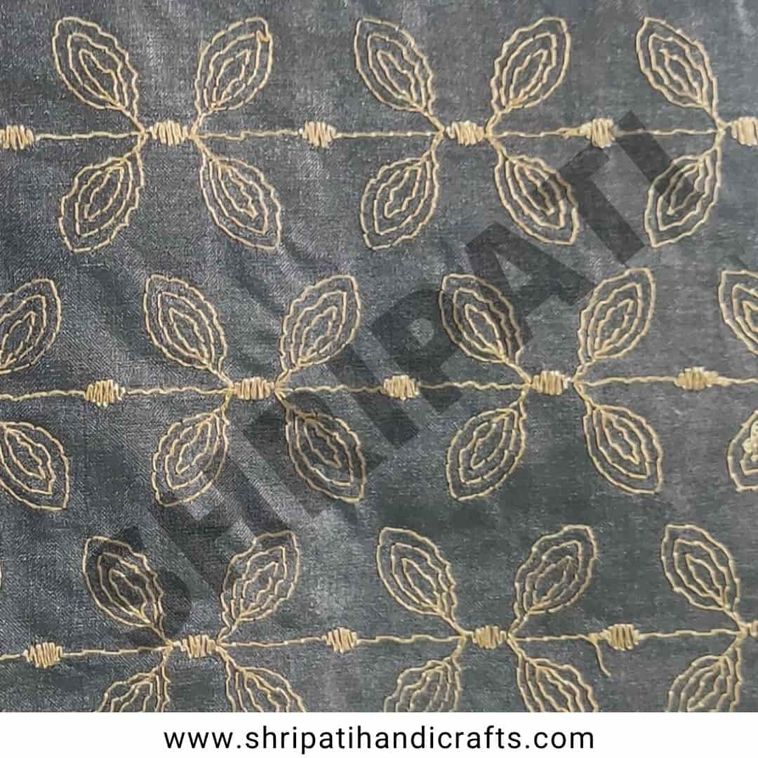 leaves embroidery silk fabric