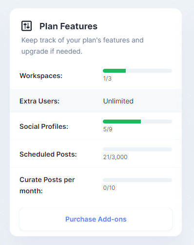 Missinglettr Pro plan features