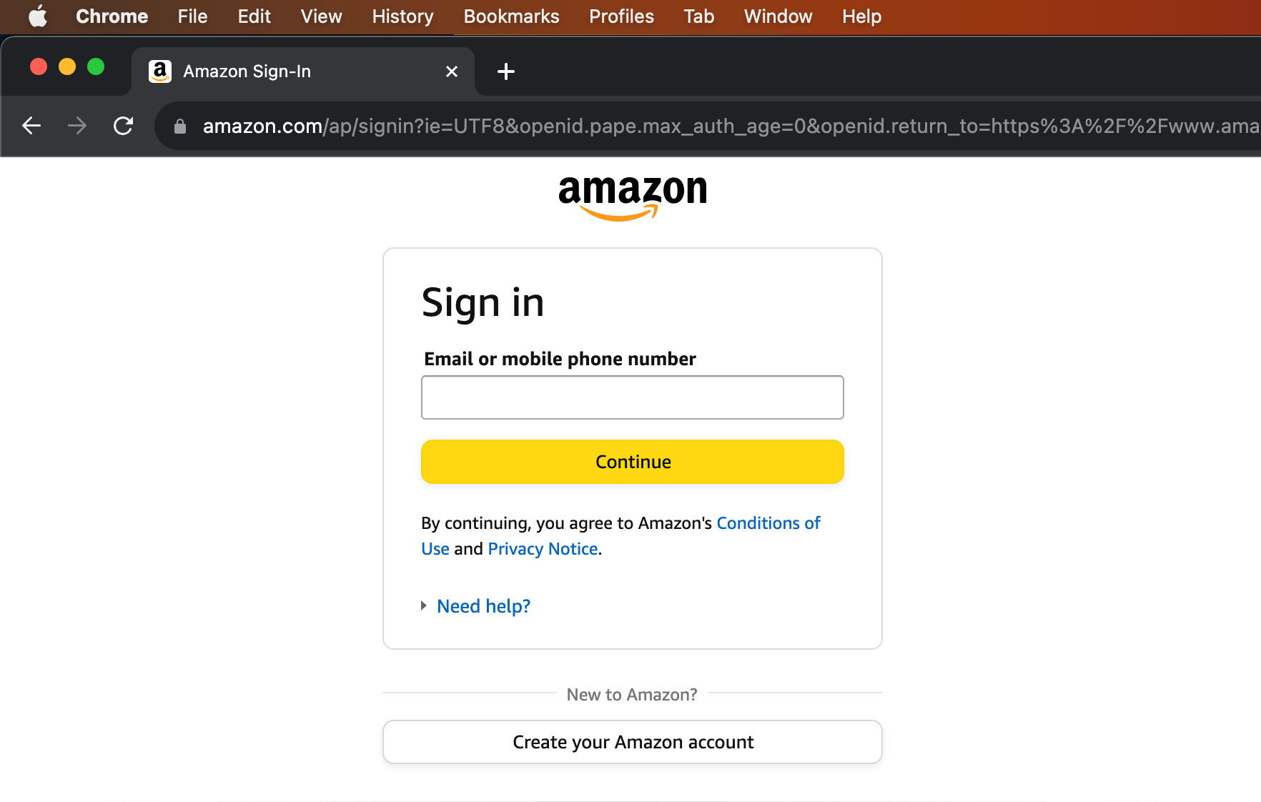 Amazon Login page automation