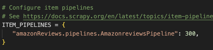 item pipelines for sequentially processing scraped data