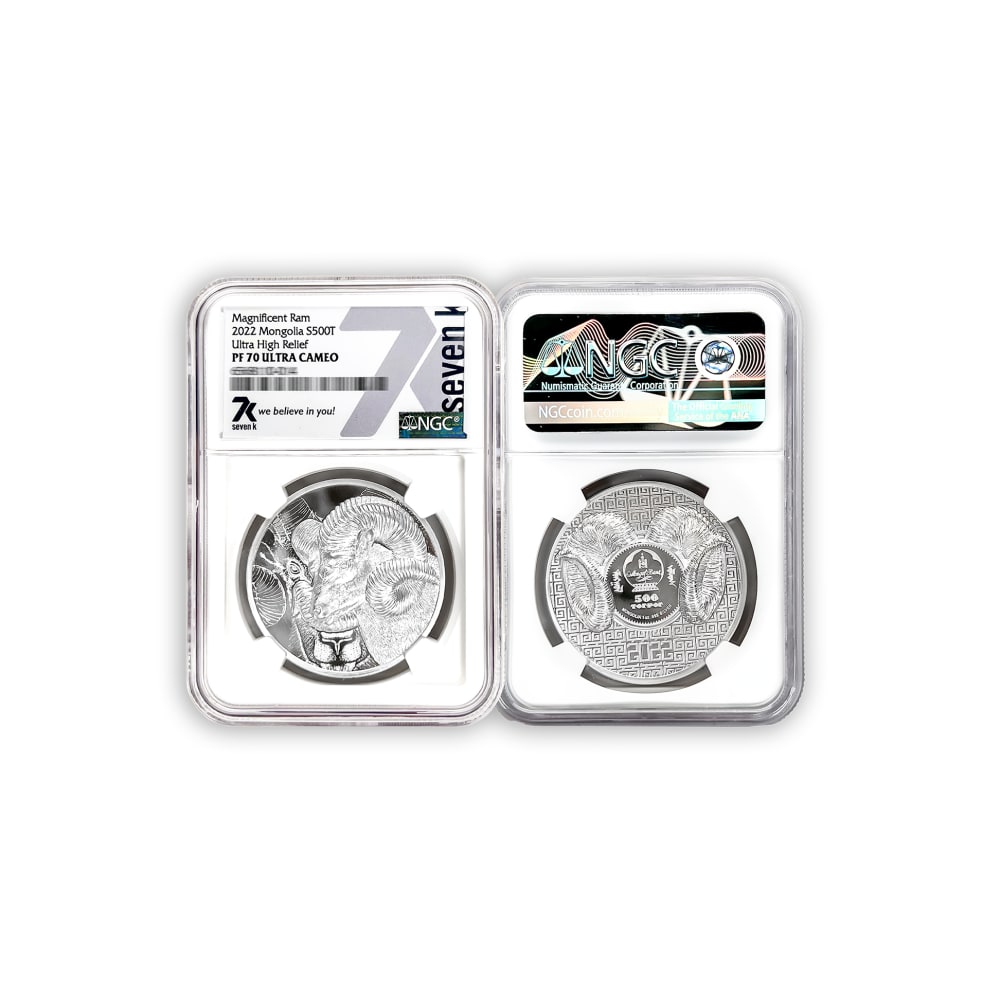 7k Metals - Wild Mongolia – Magnificent Argali 1-oz silver coin 2022