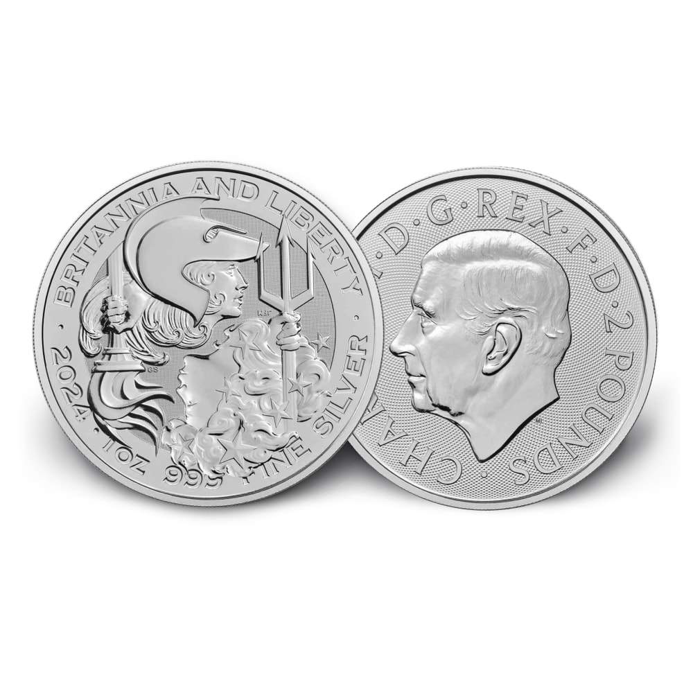 2024年 アメリカ　リバティ銀貨 7k Metals - Britannia and Liberty 1-oz silver coin 2024