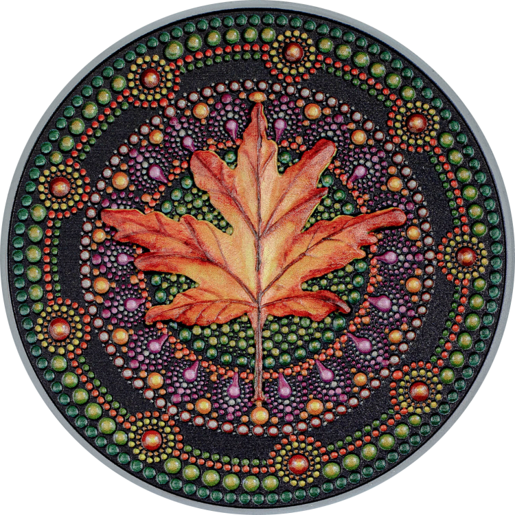 Dot Art Four Seasons – Autumn Flower Mandala 3-oz silver coin 2023