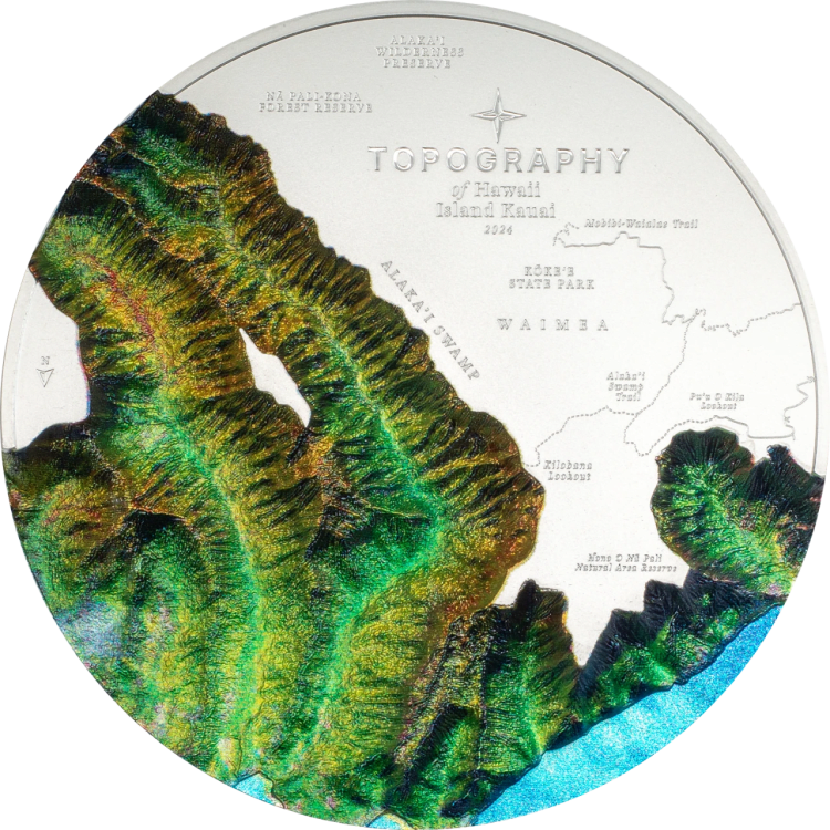 Topography – Hawaii 5-oz silver coin 2024