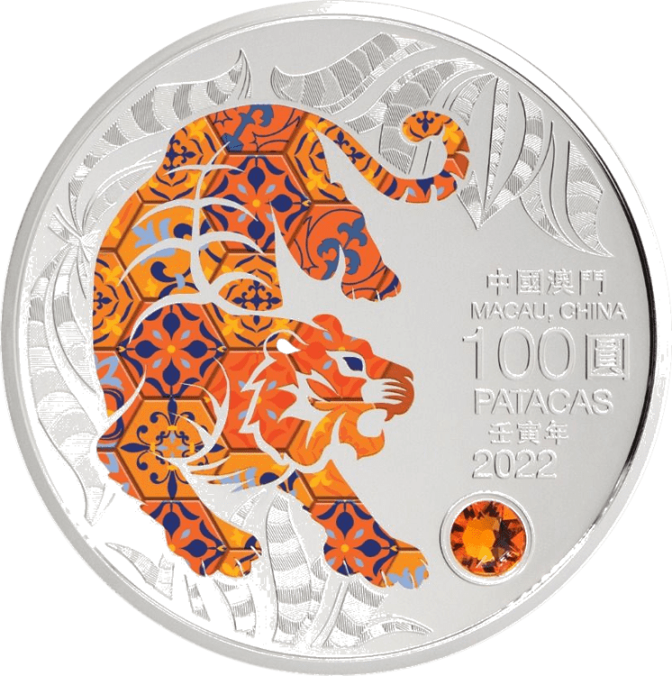 Macau Lunar Series – Tiger 5-oz silver coin 2022