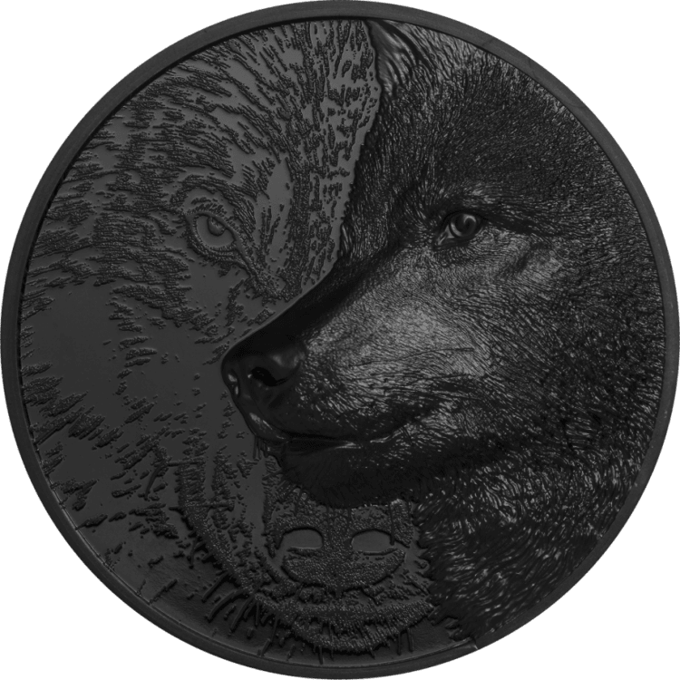 Wild Mongolia – Mystic Wolf obsidian finish 5-oz silver coin 2021