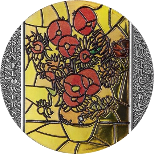 Stained Glass Art – Sunflowers 2-oz silver coin 2022