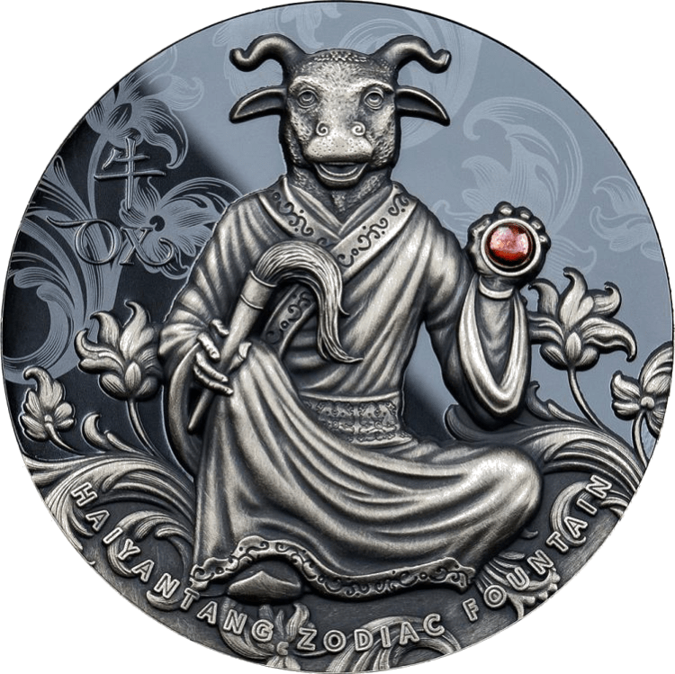 Zodiac Fountain – Ox Haiyantang 3-oz silver coin 2021