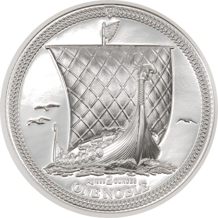 Isle of Man One Noble Piedfort 2-oz silver coin 2023