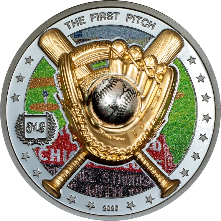 Miles Standish the First Pitch 2-oz silver coin 2025