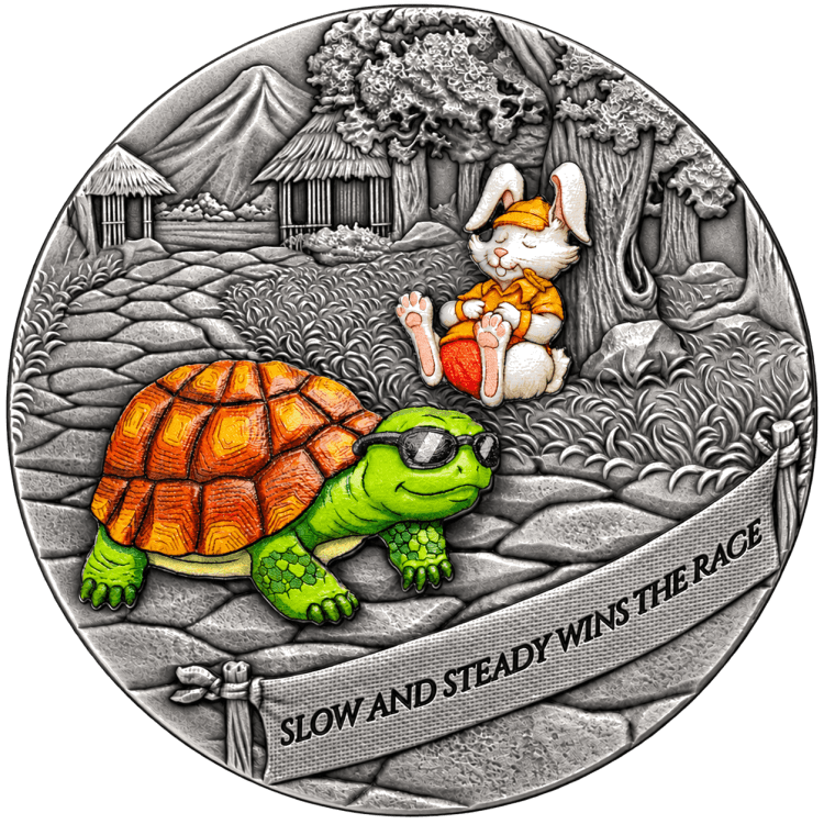 The Tortoise and the Hare 2 oz Silver Coin BU 2026