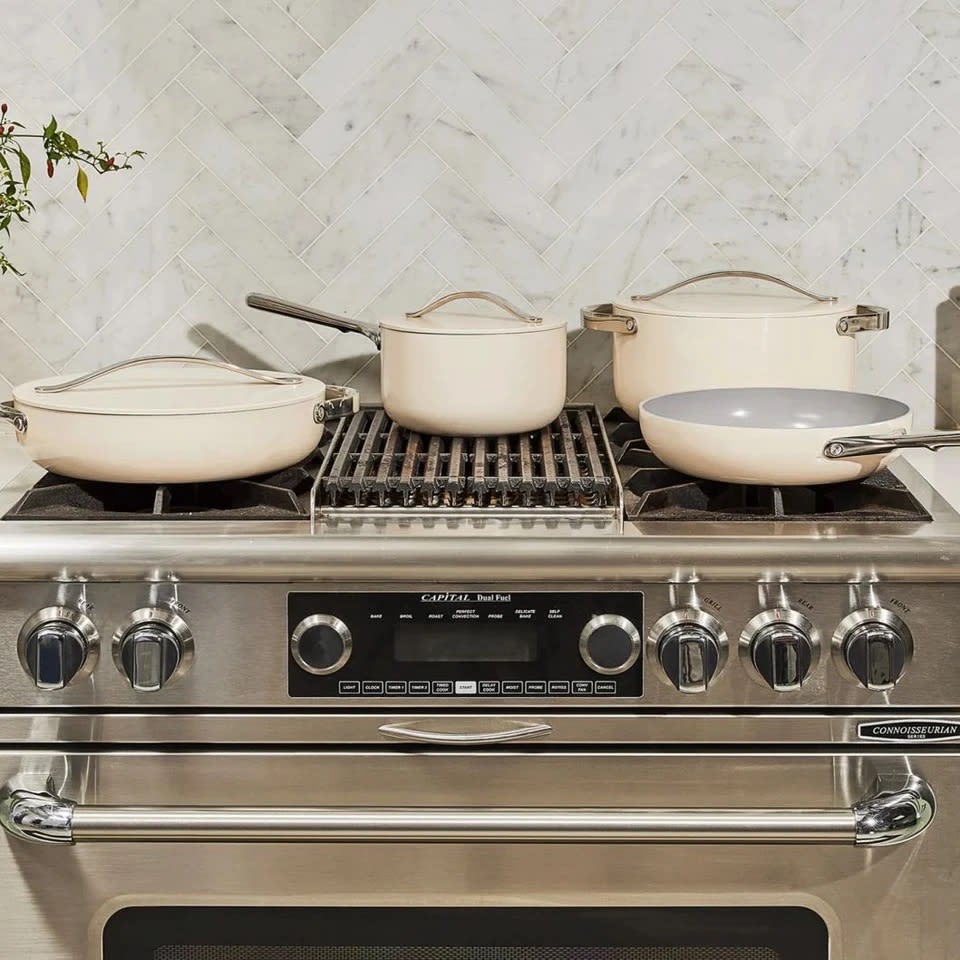 12-Piece Nonstick Ceramic Cookware Set in Cream