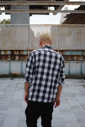 Black And White Broad Checks Shirt