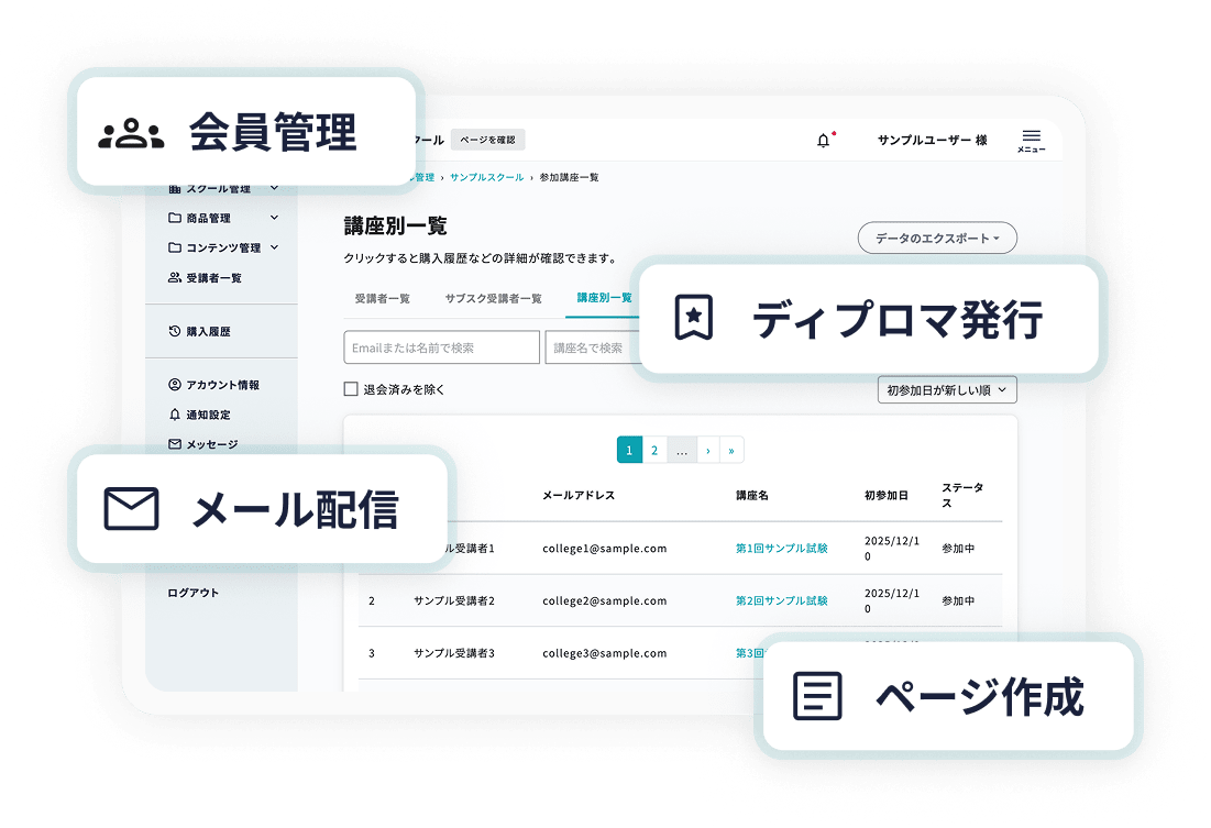 協会プランで使用できる機能画面