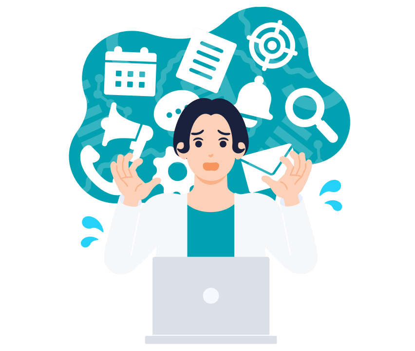 使うツールがたくさんあり困っている女性