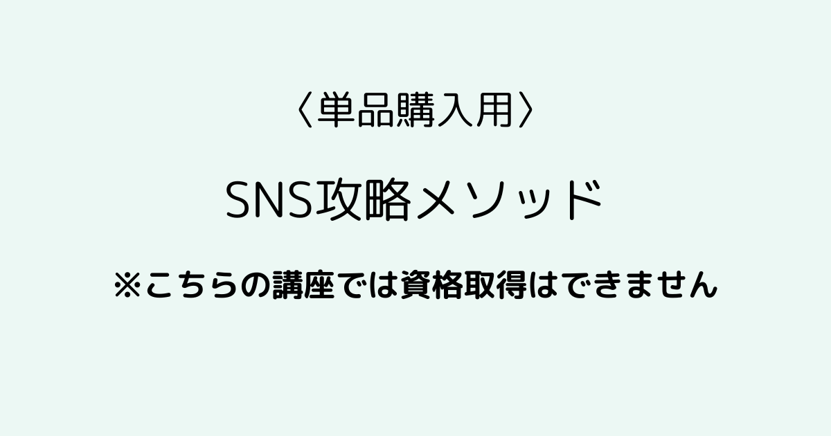 〈単品販売〉SNS攻略メソッド【この講座では資格取得はできません】