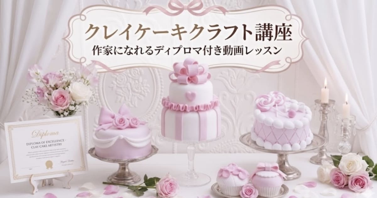 クレイケーキクラフト講座｜作家になれるディプロマ付き動画レッスン（※材料・道具別途）