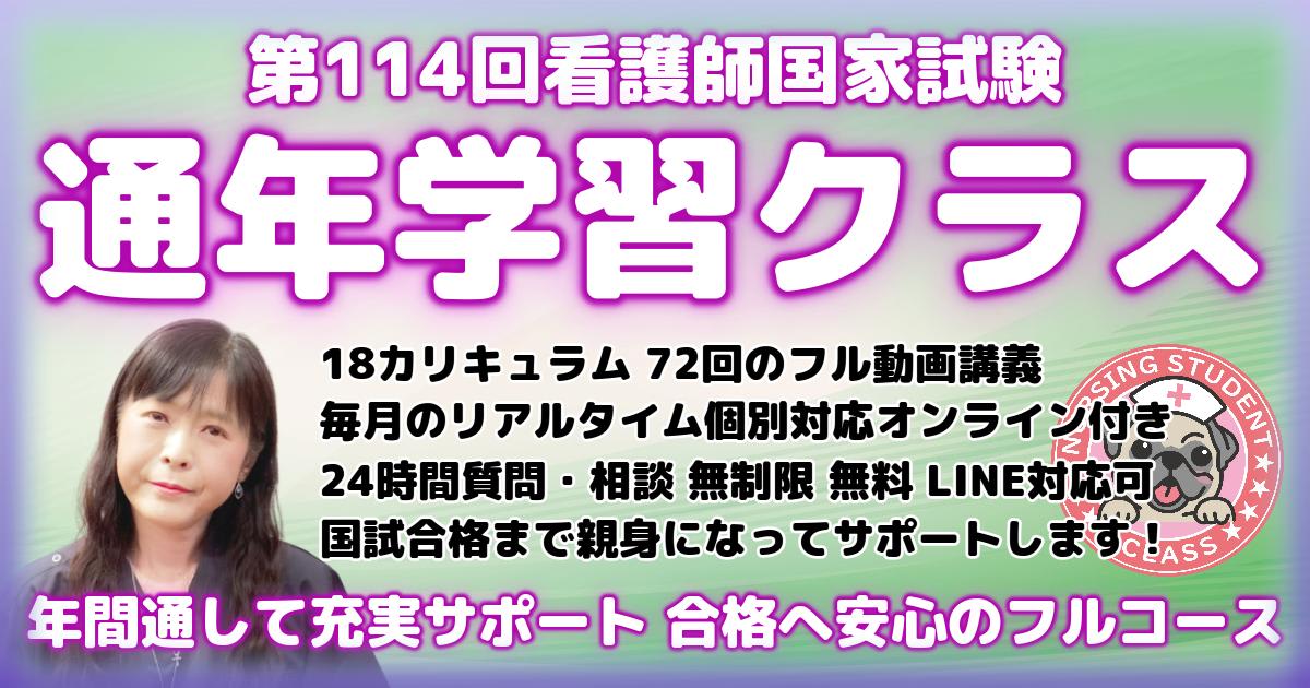 第114回看護国試 通年学習コース 合格までサポート【 全１８カリキュラム ７２講義 + オンライン 】