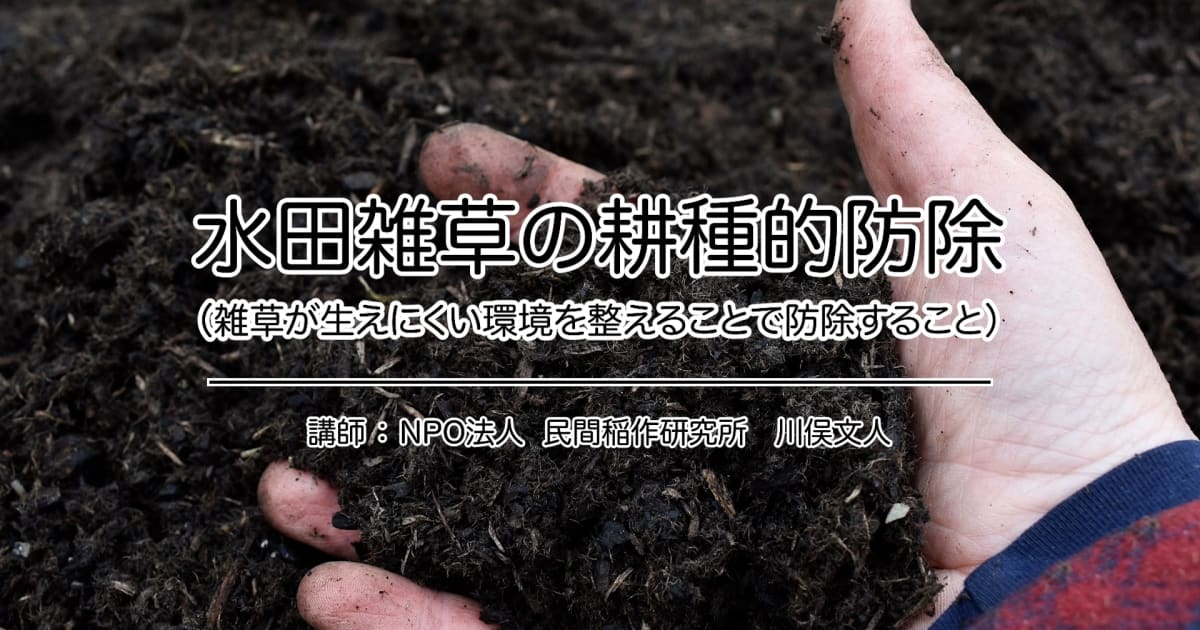 『水田雑草の耕種的防除』ー雑草が生えにくい環境を整えることで防除することー2023年ポイント研修