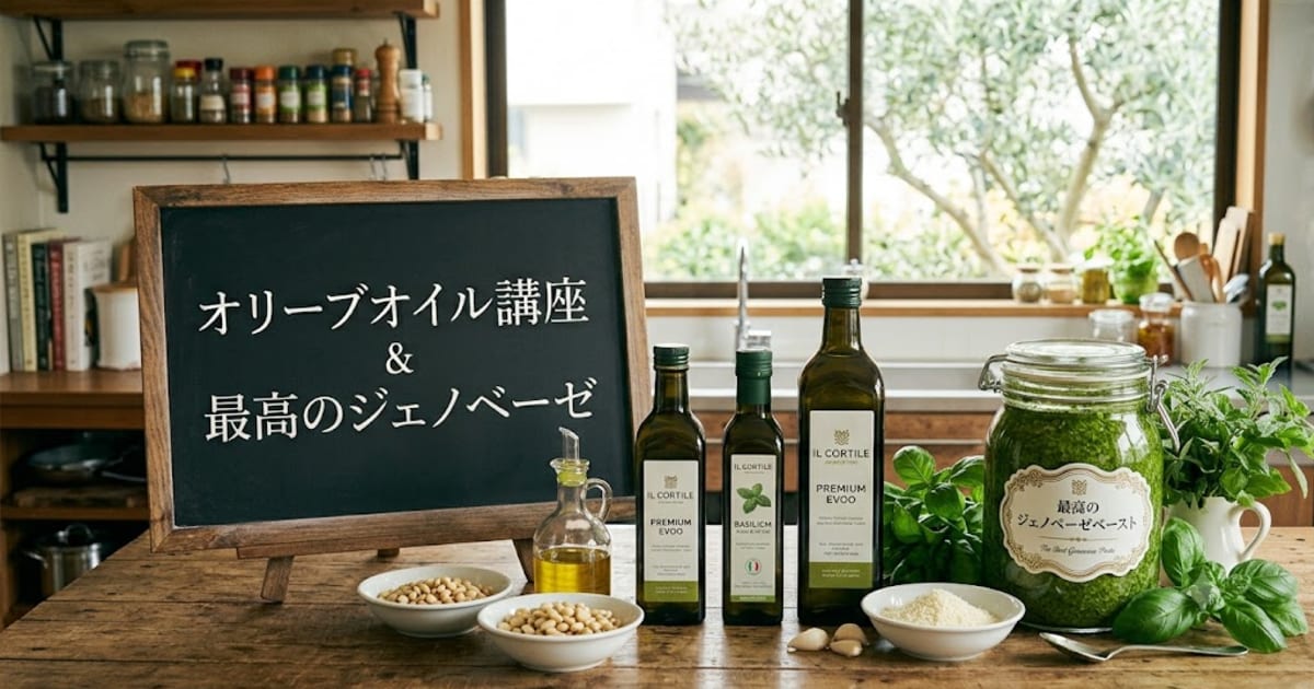 オリーブオイル講座（リグーリアのジェのべーぜソース付き）