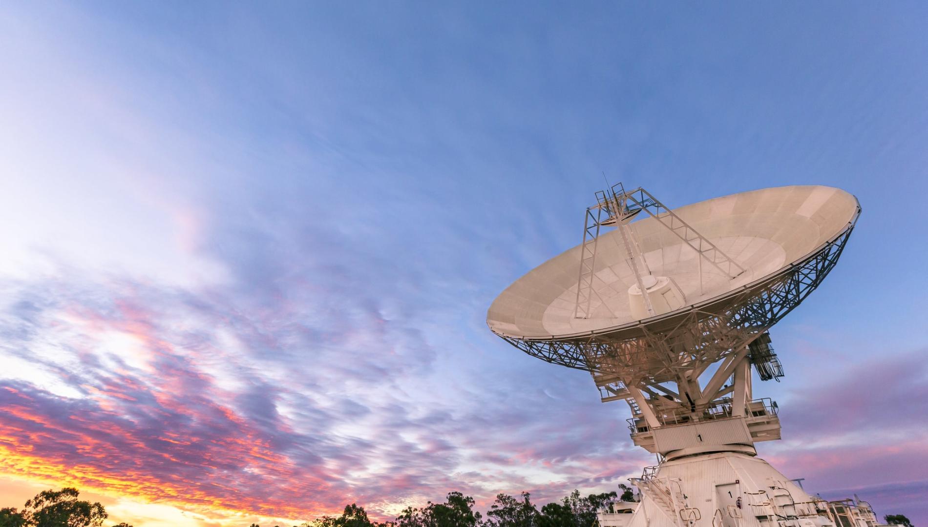 The CSIRO's Narrabri Radio Telescope at dusk