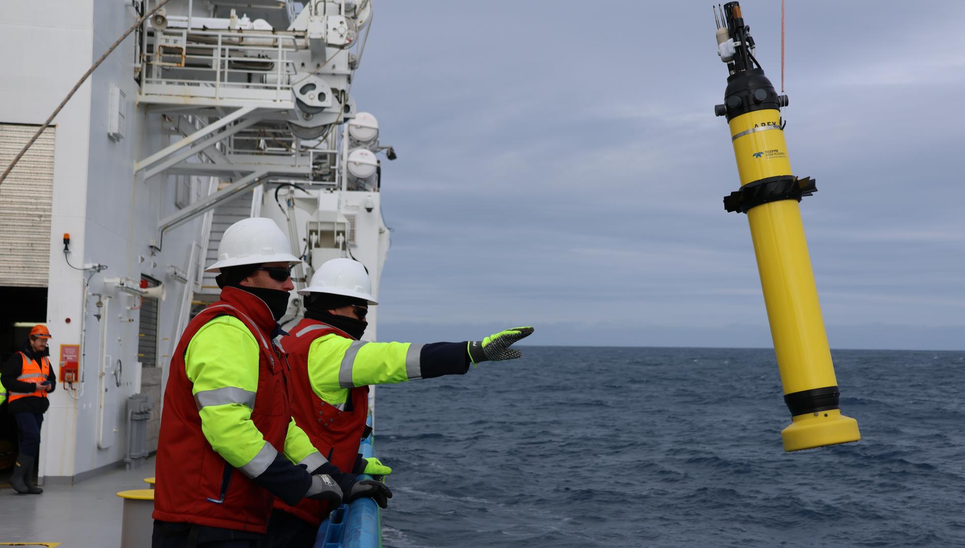 Scientists on board RV Investigator deploy a float with enhanced sensors to measure ocean currents and turbulence in the Southern Ocean. 