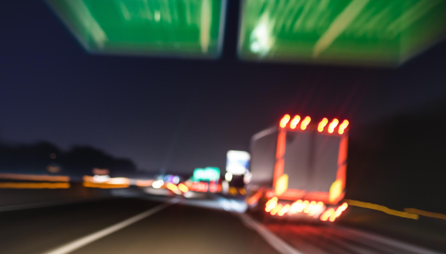 Defocused blurred motion of semitruck