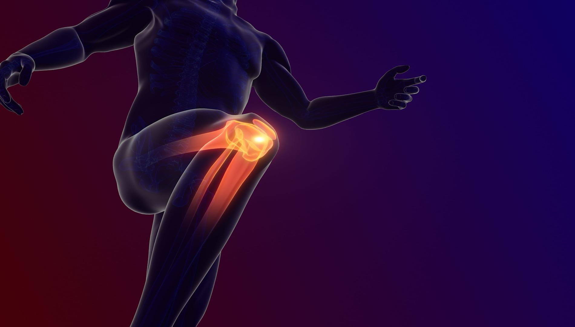 Digital rendering showing pain in the knee joint