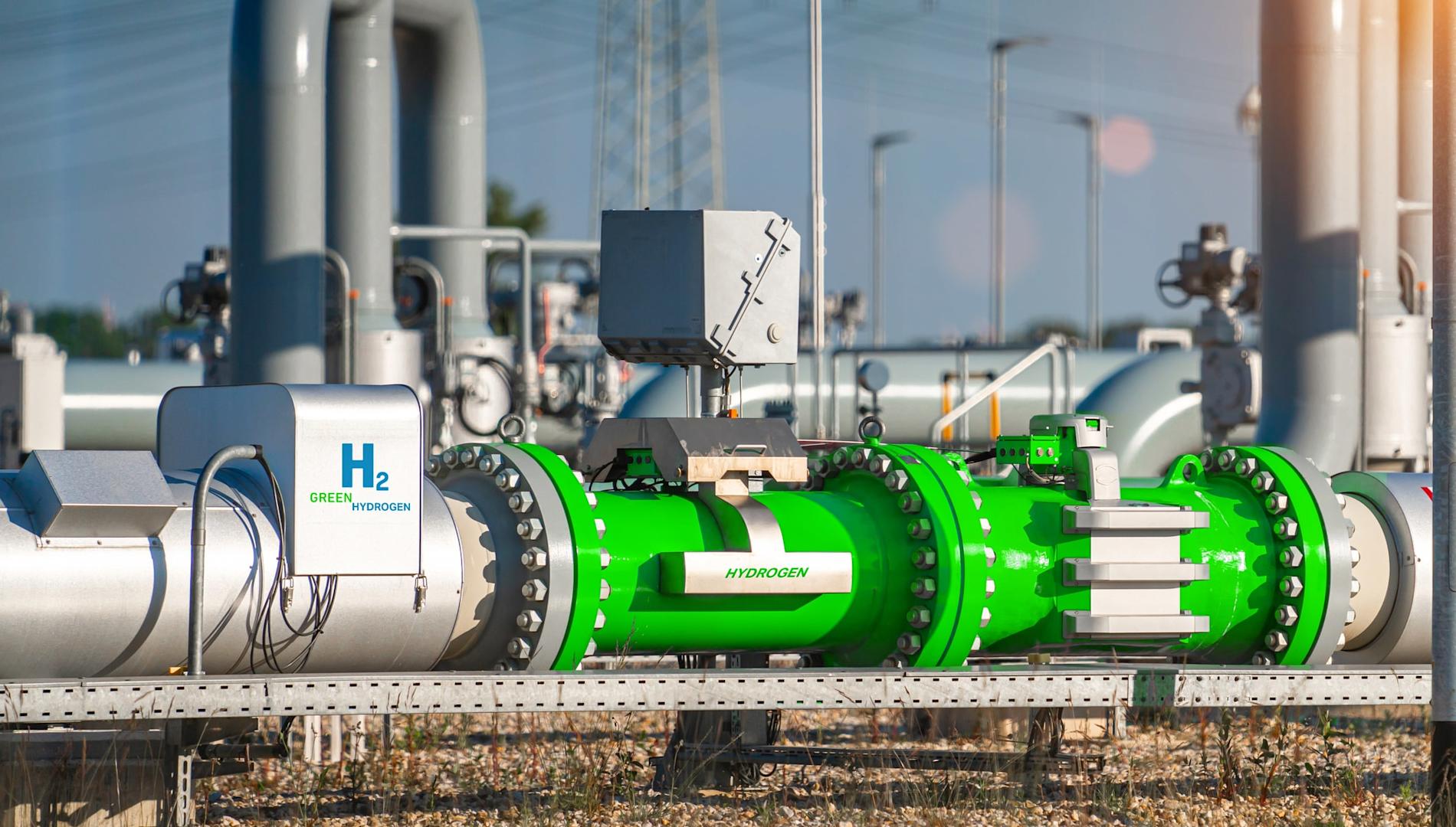 A green hydrogen renewable energy production pipeline in a production facility