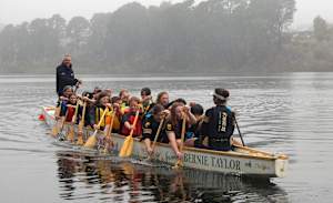 Local Scouts go dragon boating on Lake Sambell