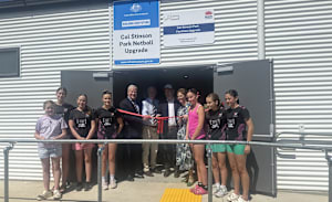 Shooting shots at the upgraded Netball courts