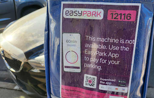 Extra fee for parking in CBD via app