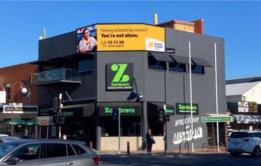 Electronic sign lighting up in CBD