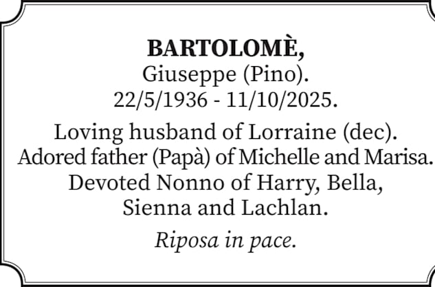BARTOLOME, Giuseppe (Pino).