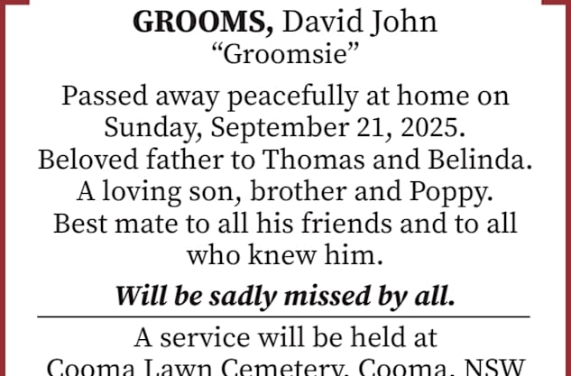 GROOMS, David John "Groomsie".
