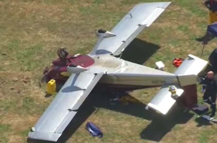 Light plane flips in emergency landing on French Island