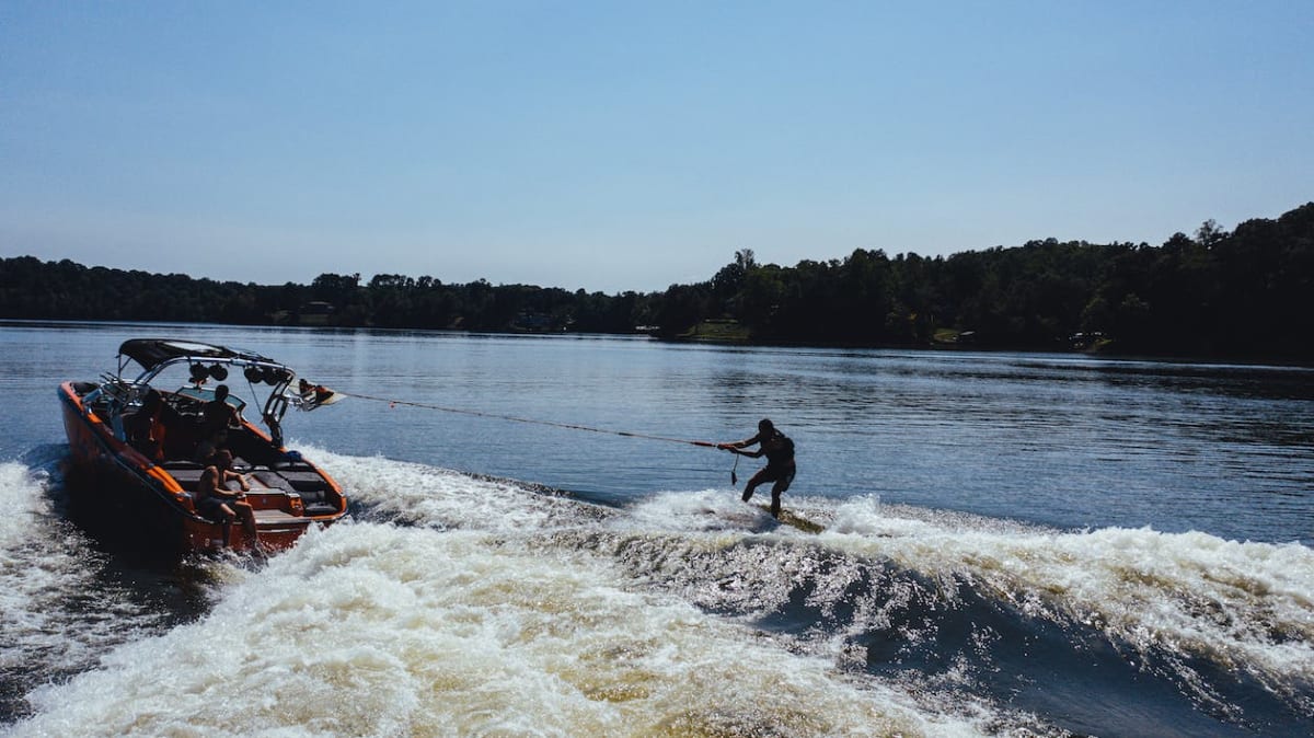 Skiers help the river roar
