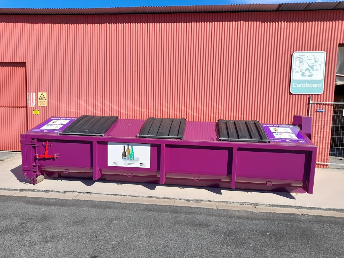 Skip bins for glass materials in Gannawarra