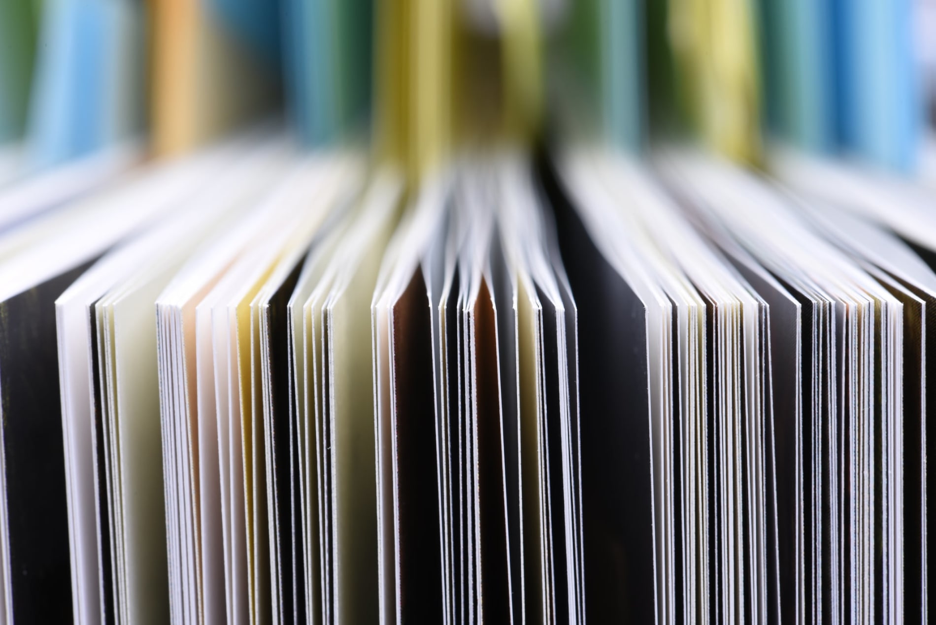 Close-up of vertical pages of a publication 