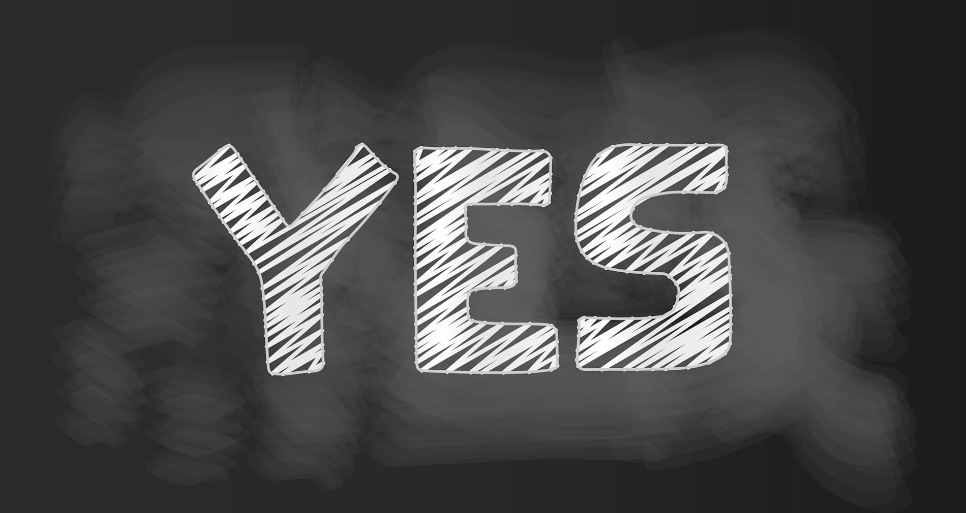 Illustration depicting a blackboard with YES written in white chalk