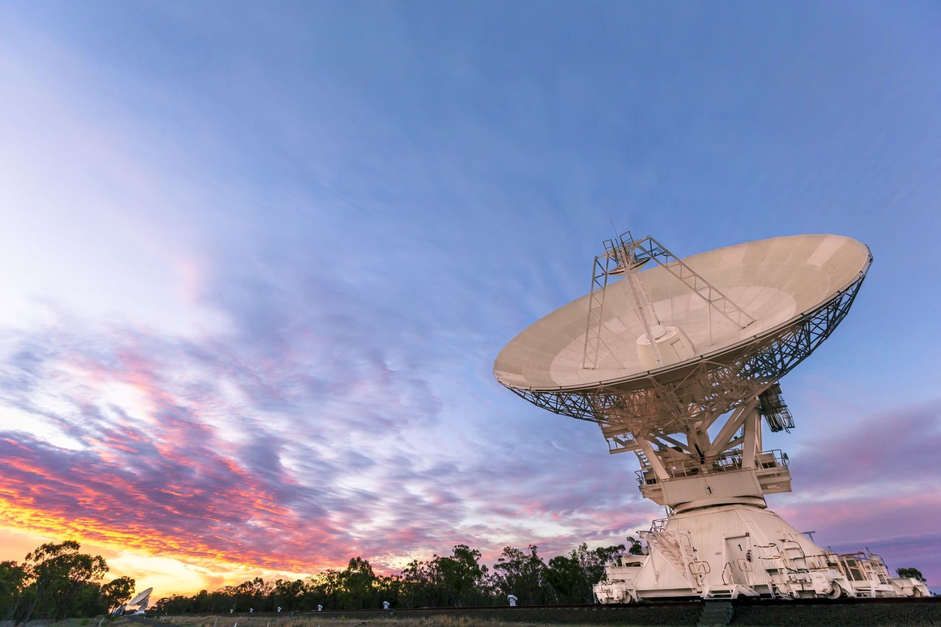 The CSIRO's Narrabri Radio Telescope at dusk