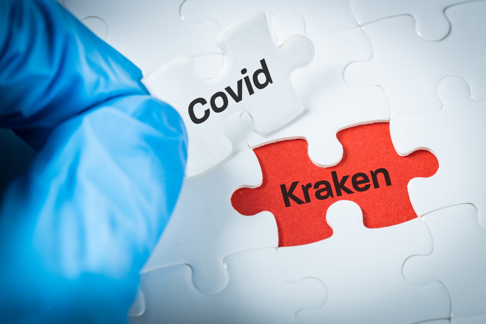 Puzzle with the words Covid and Kraken.