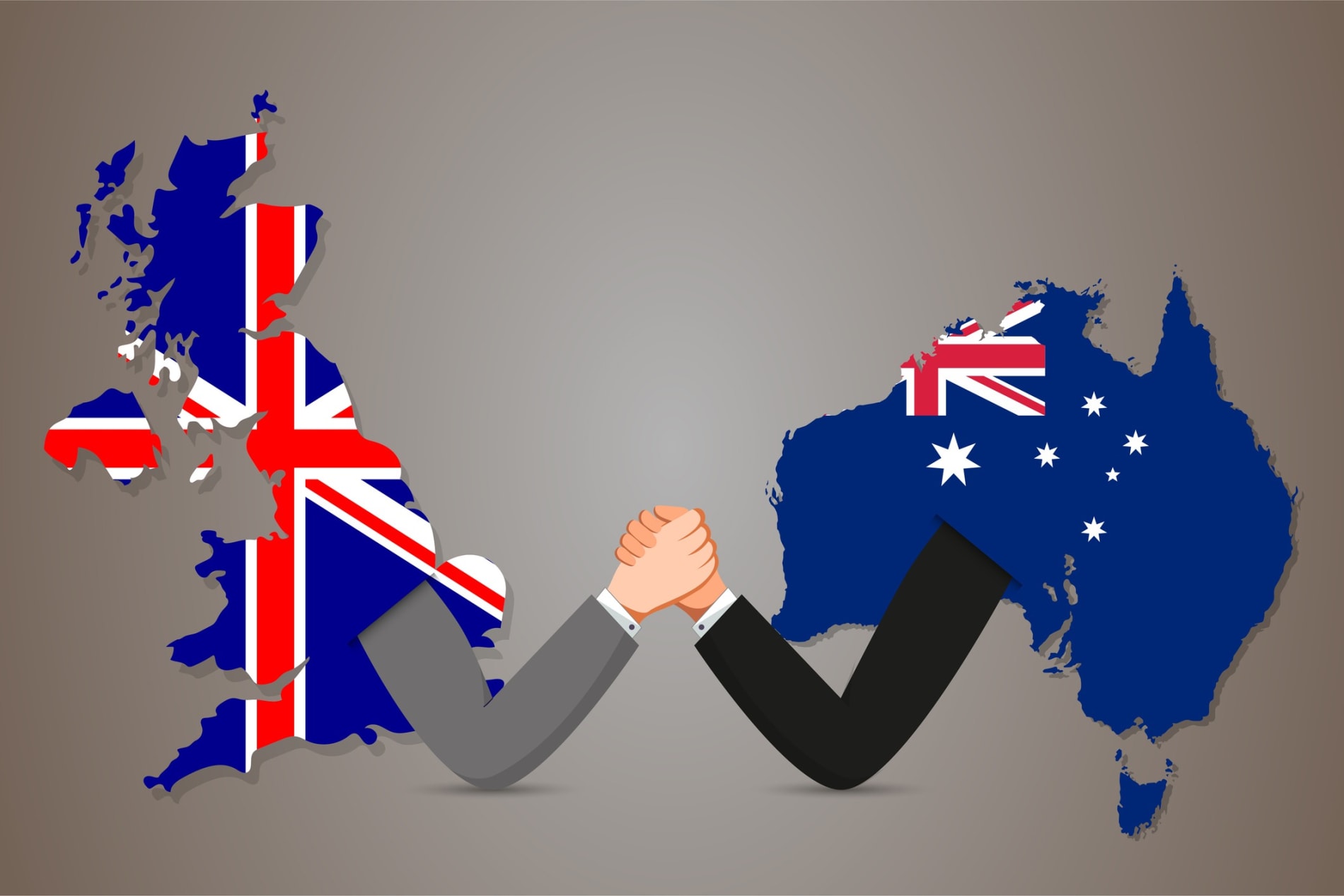 Vector image of Australia and United Kingdom relationship.