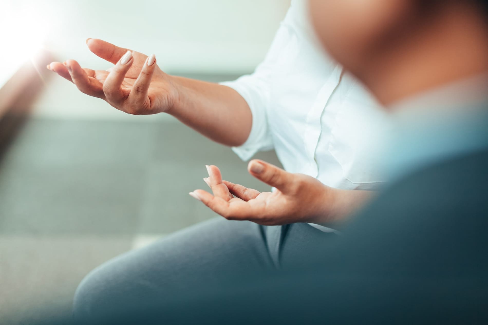 Close-up of a person's hands gesticulating 