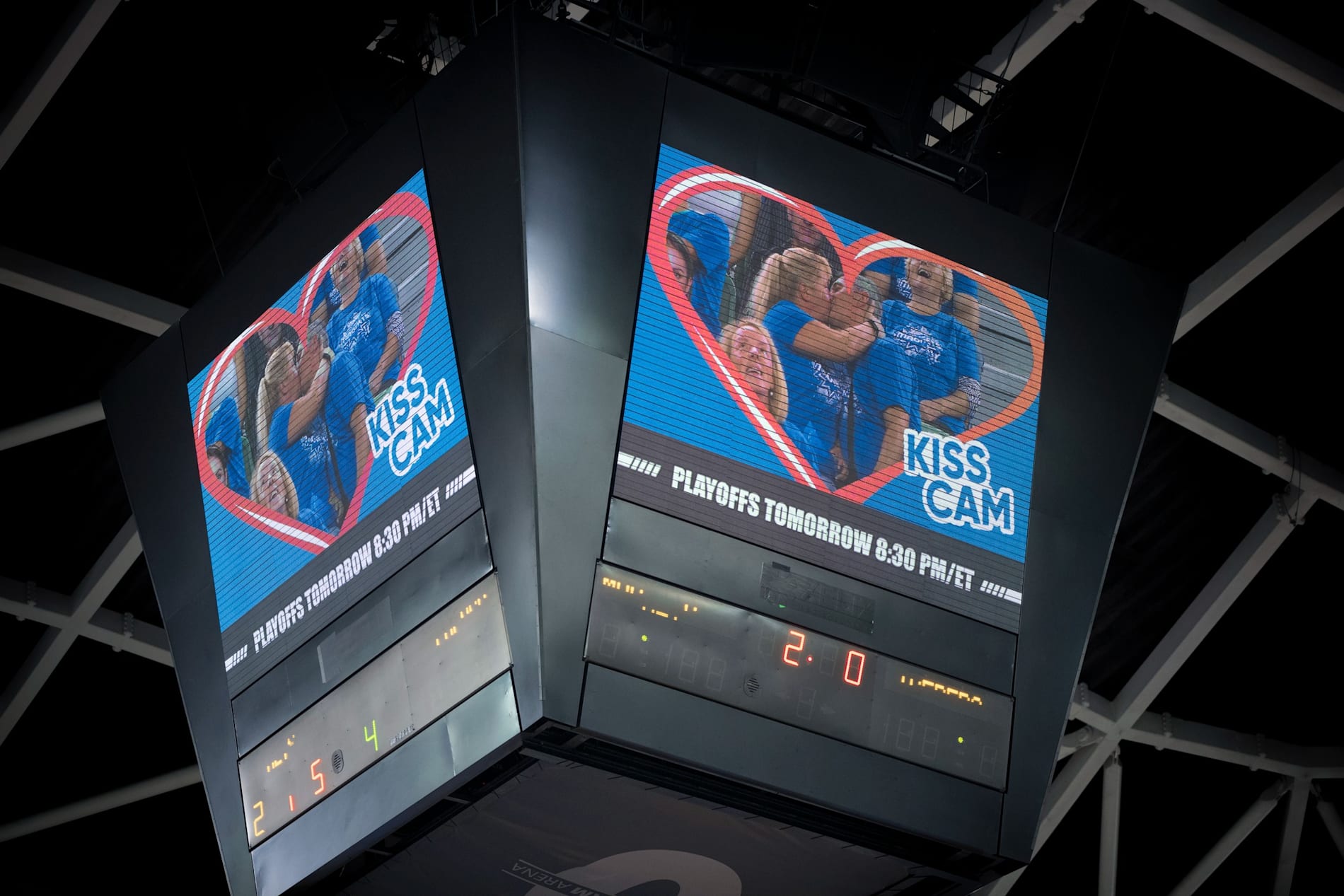 Kiss cam at a basketball game.