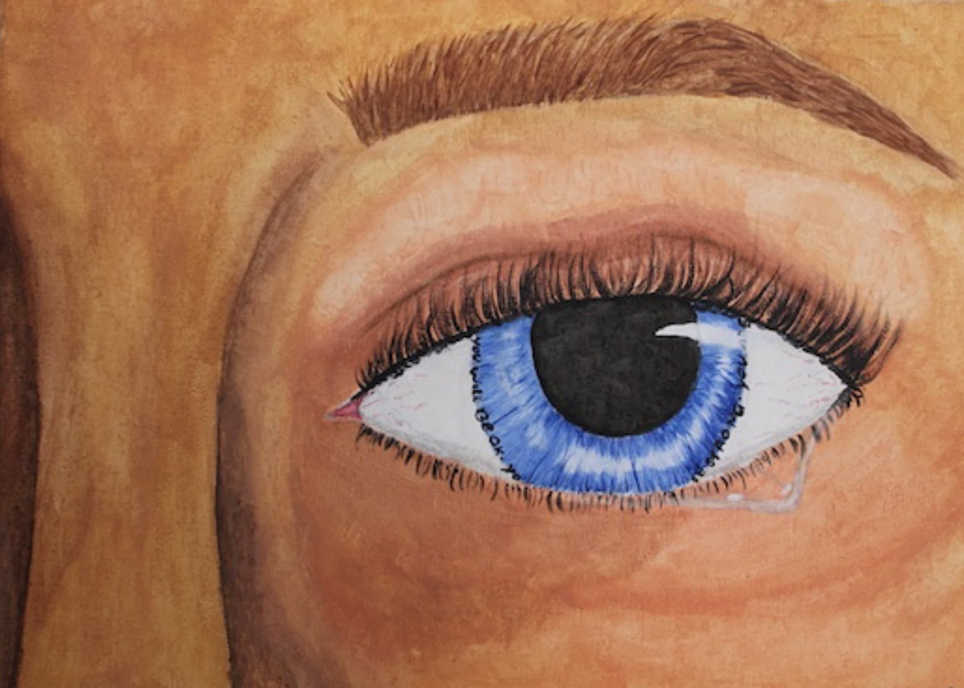 An artwork showing a close-up of a face and eye