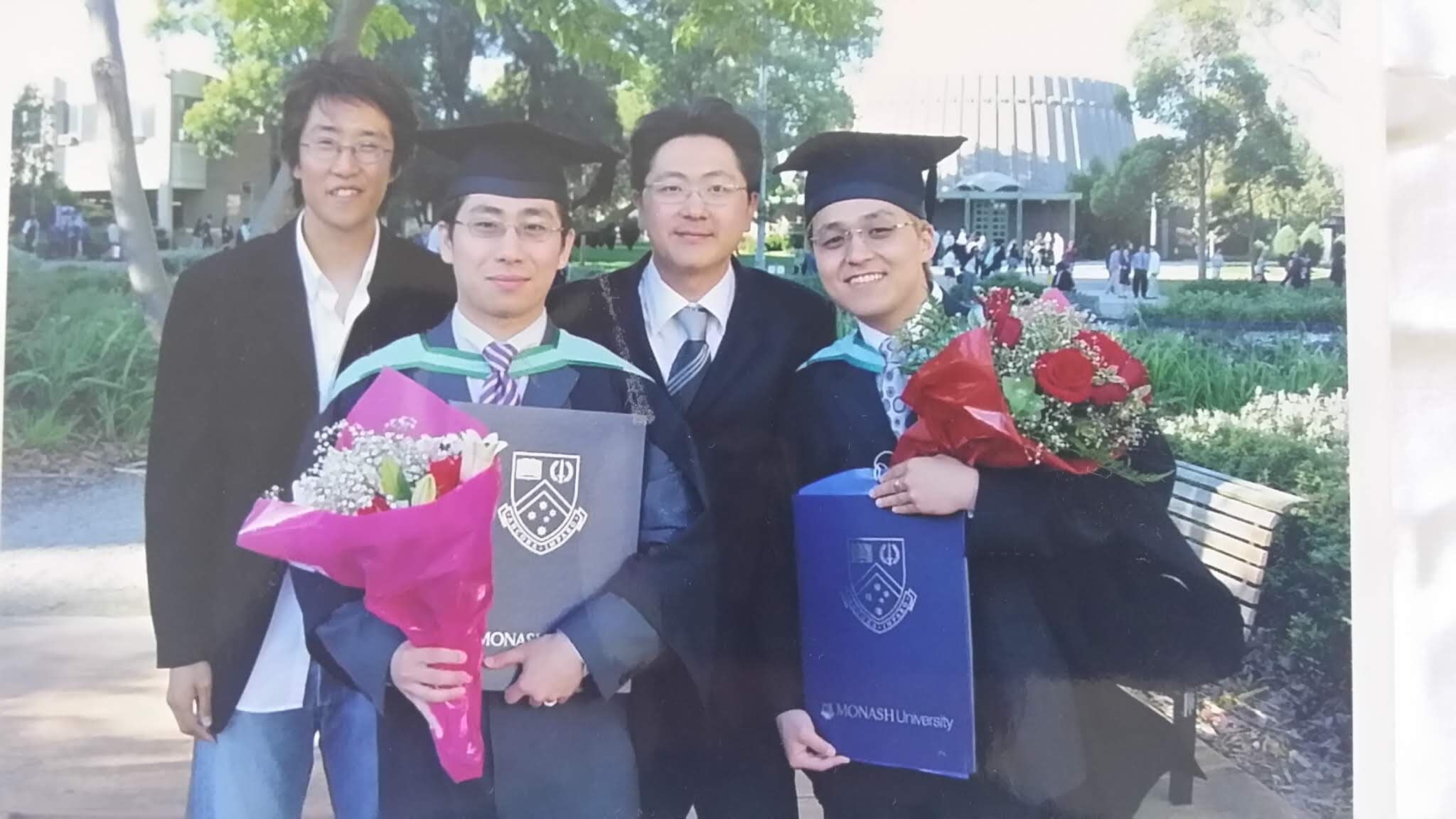 From left: JJ Park (fellow Monash student) with Max Ji, Jun Lee and Rio Yoon
