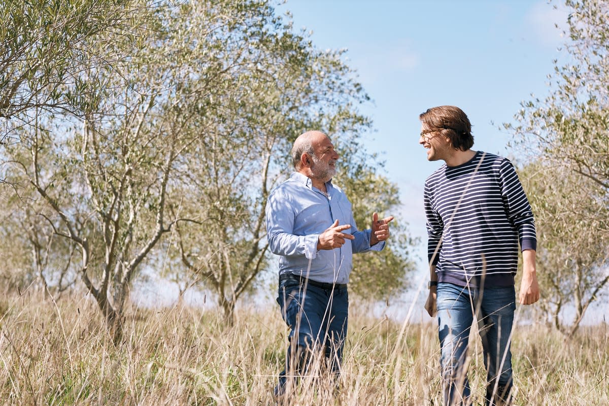 Dr Sandro Demaio with his father Pietro at Balnarring farm