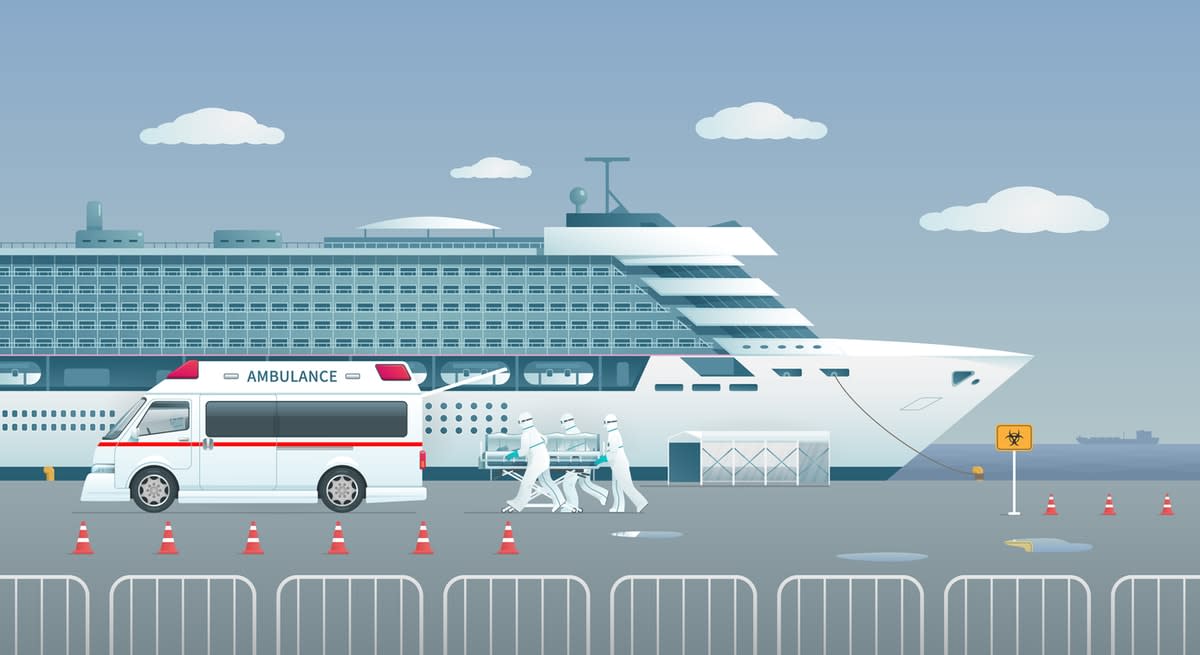 Cruise ship in dock illustration